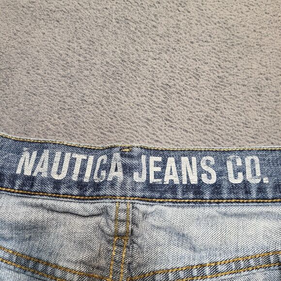 Nautica Jeans Mens 35x30 Blue Straight Leg Relaxed Distressed Denim - Picture 3 of 10